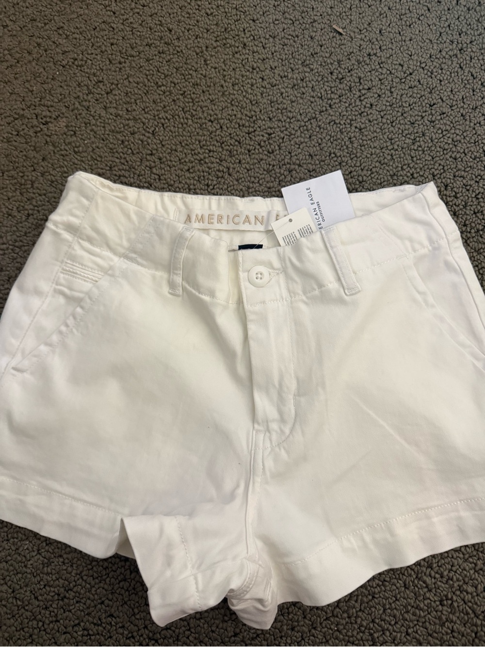 American Eagle Outfitters White Women’s Cotton Shorts - Casual High-Rise